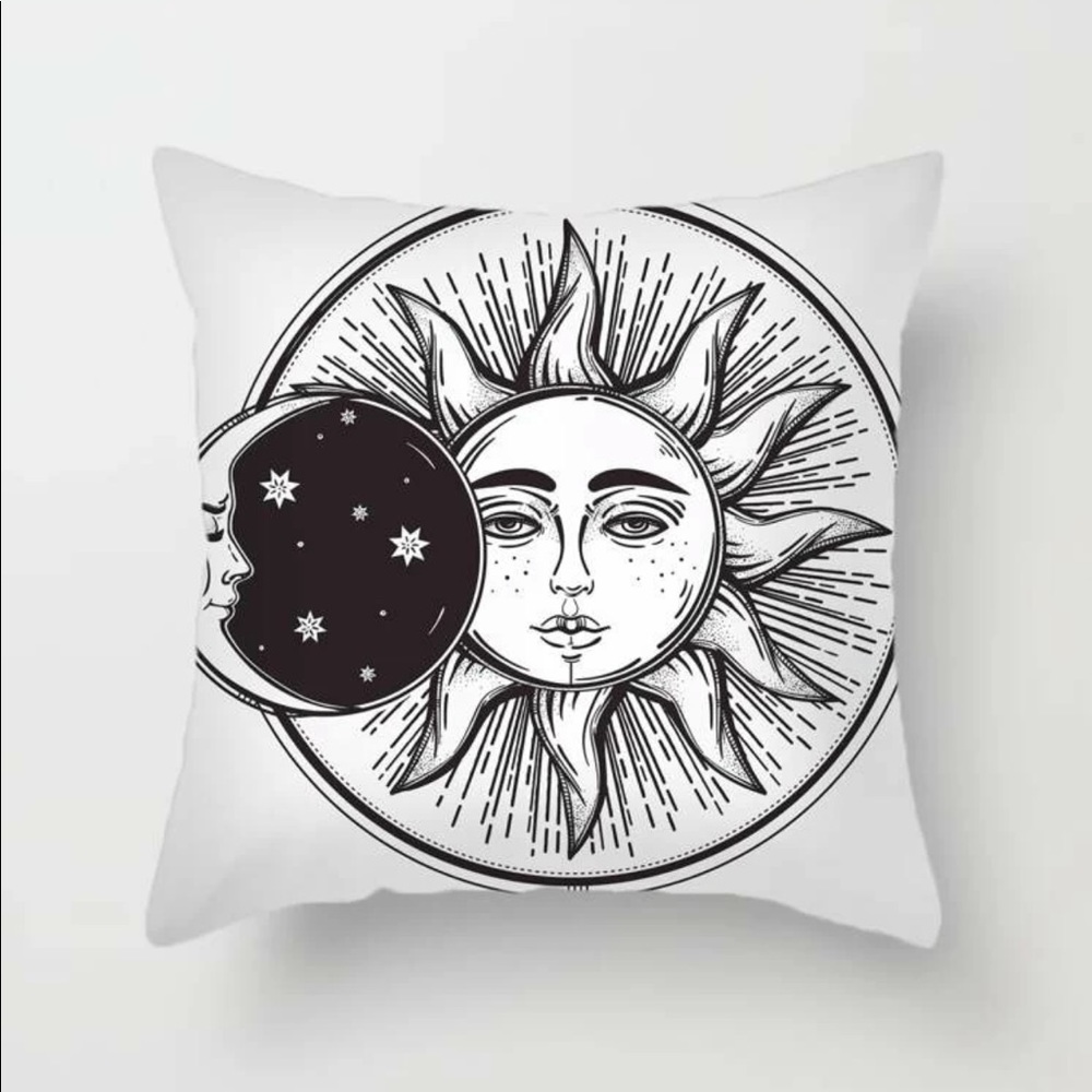Boho Moon Sun Stars Accent Pillow Cover 18”x18” - Picture 3 of 3